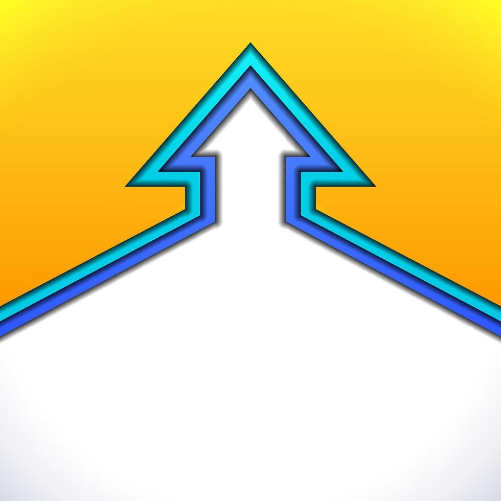 Colorful up arrow with yellow and blue paper layers vector