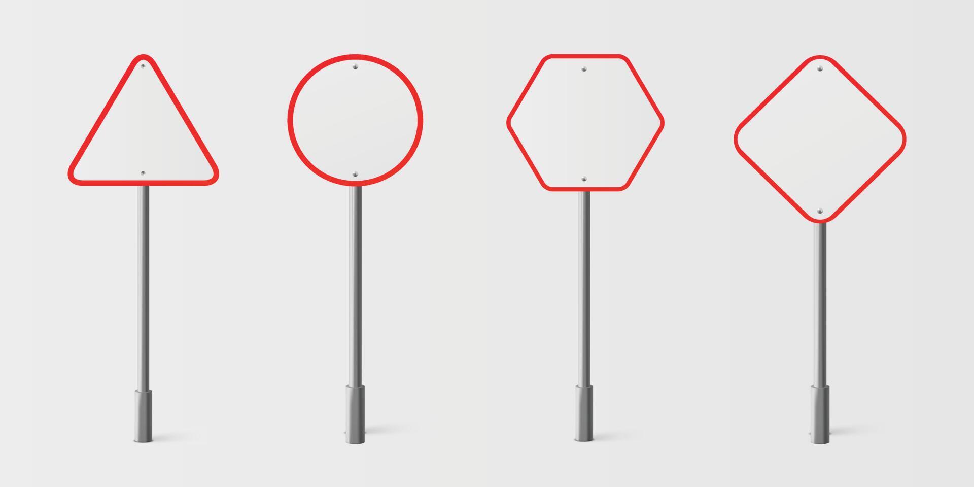 Set of red traffic signs on a pole vector
