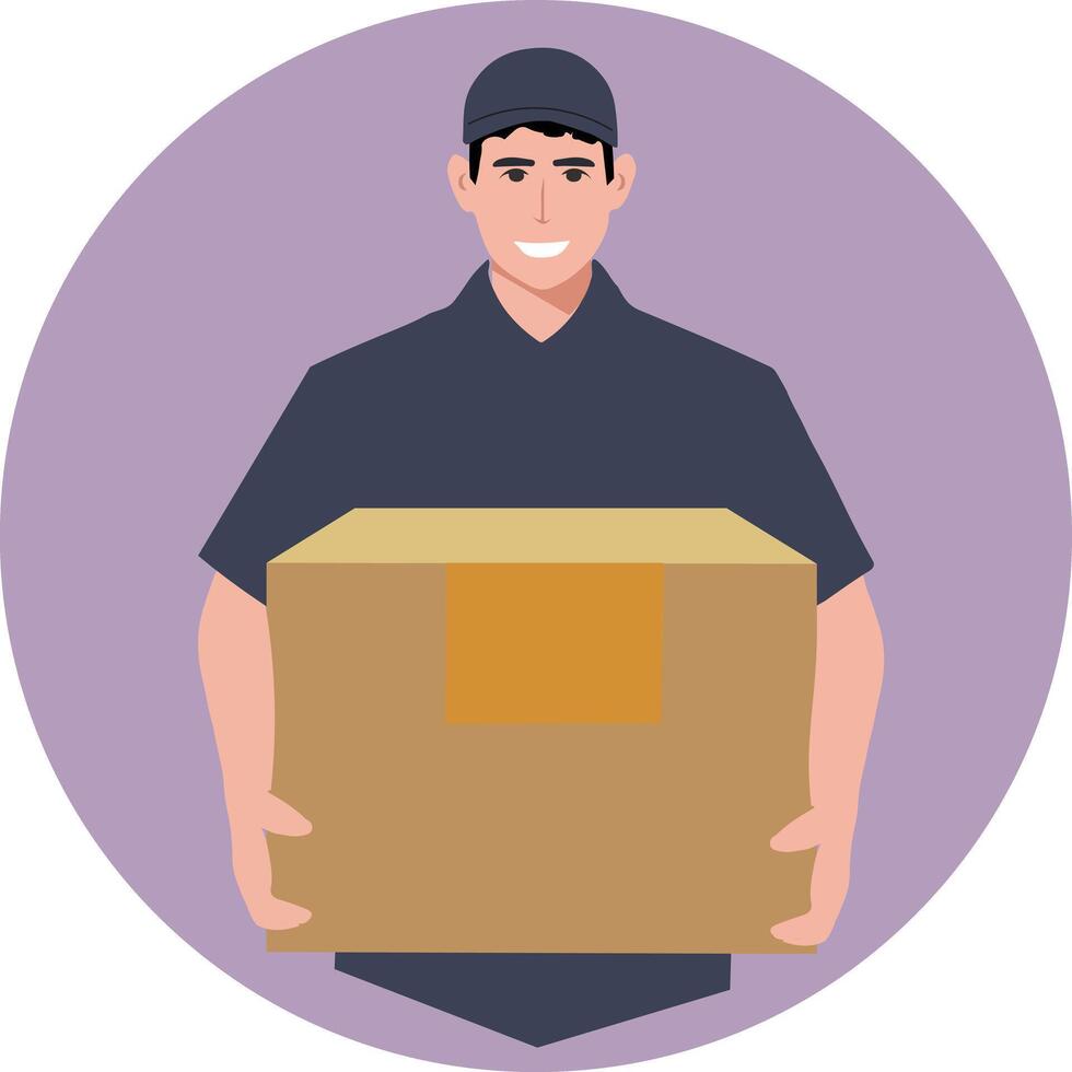 an illustration of a delivery boy with packages vector