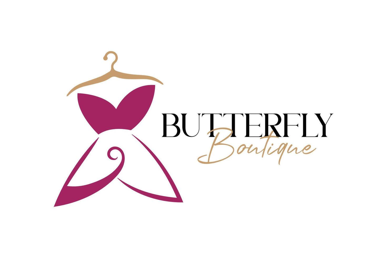 beautiful creative line art fashionable women dress icon or logo template for business or boutique shop vector