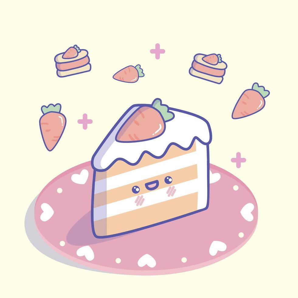 Kawaii carrot cake vector