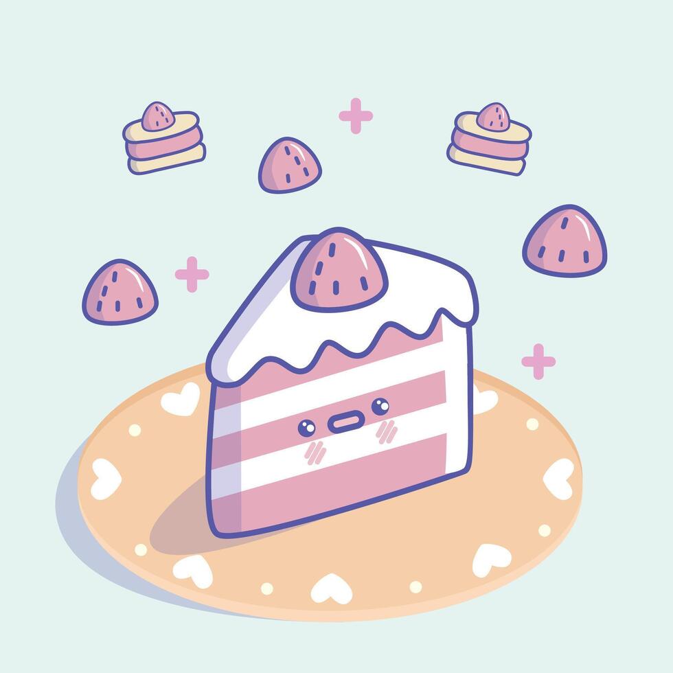 Kawaii red velvet cake vector