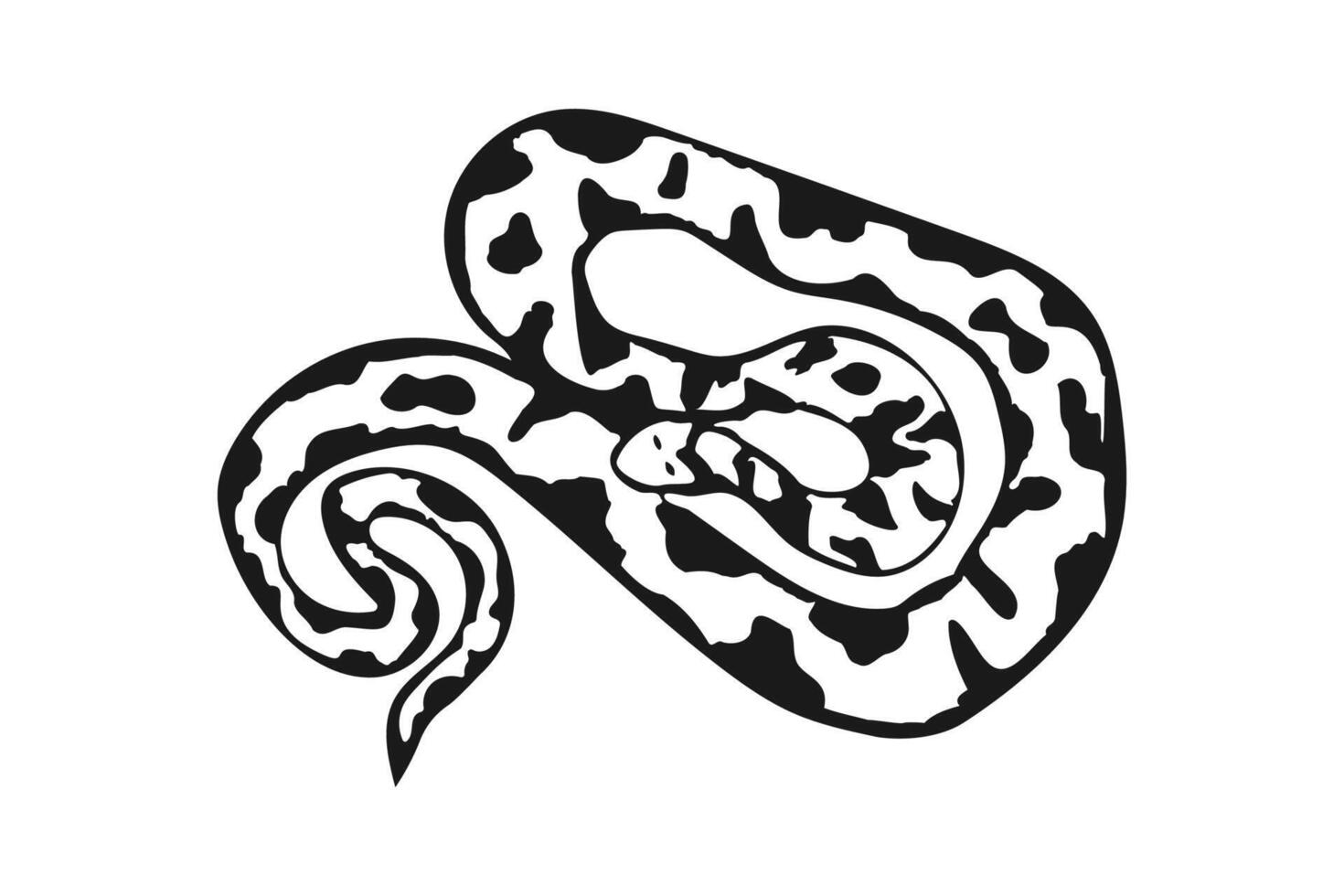 Snake silhouette illustration. Black serpent isolated on a white background. tattoo design. Reptile Symbol of the New Year 2025. vector