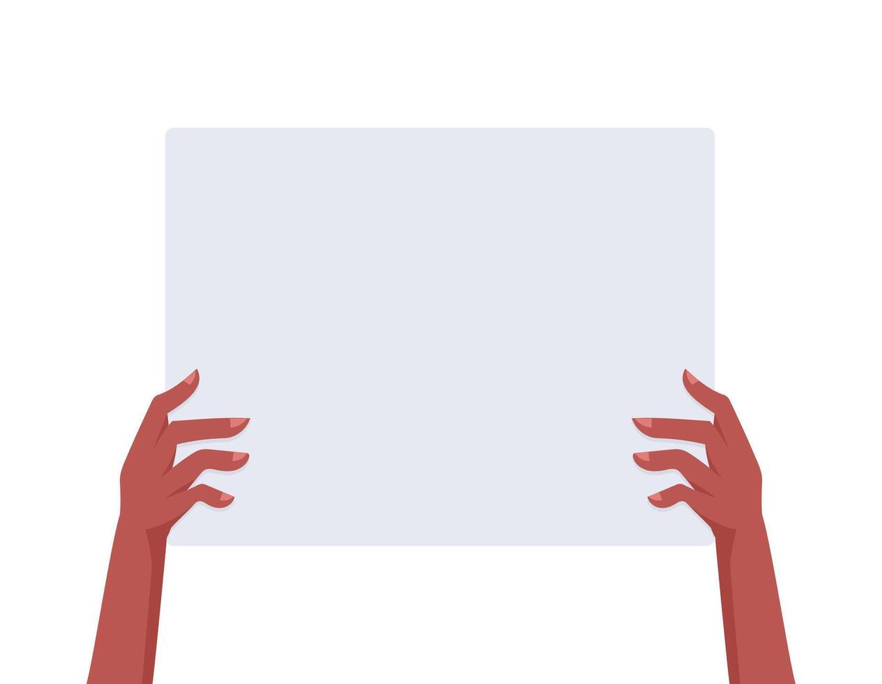 Hands holding blank white vertical banner placard vector