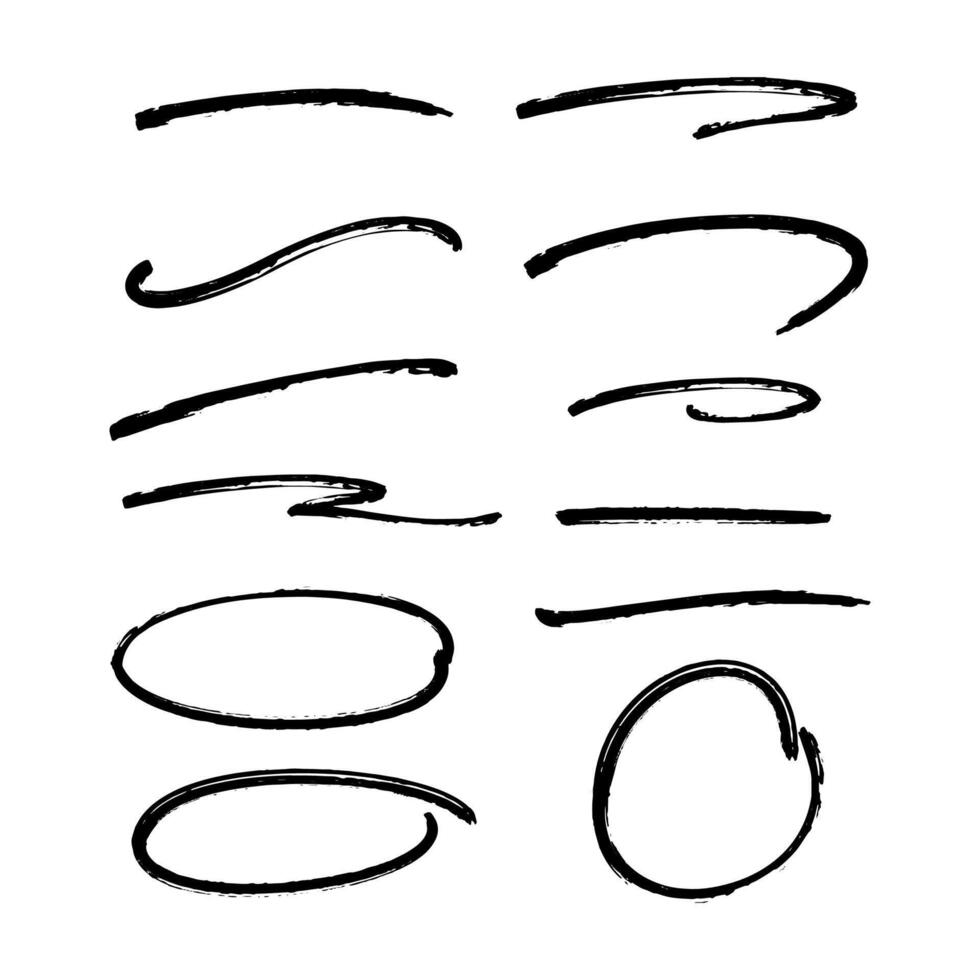 A set of ink brush strokes vector