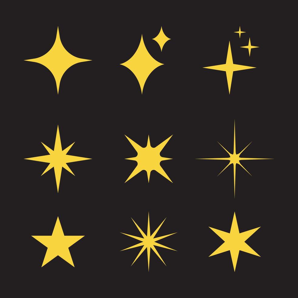 Flat sparkling star decor collection vector