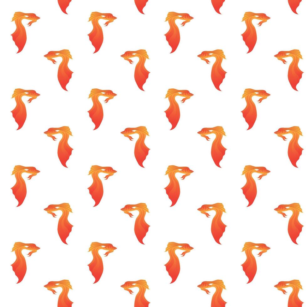 Goldfish with a fluffy tail. Seamless pattern. illustration isolated on a white background. vector