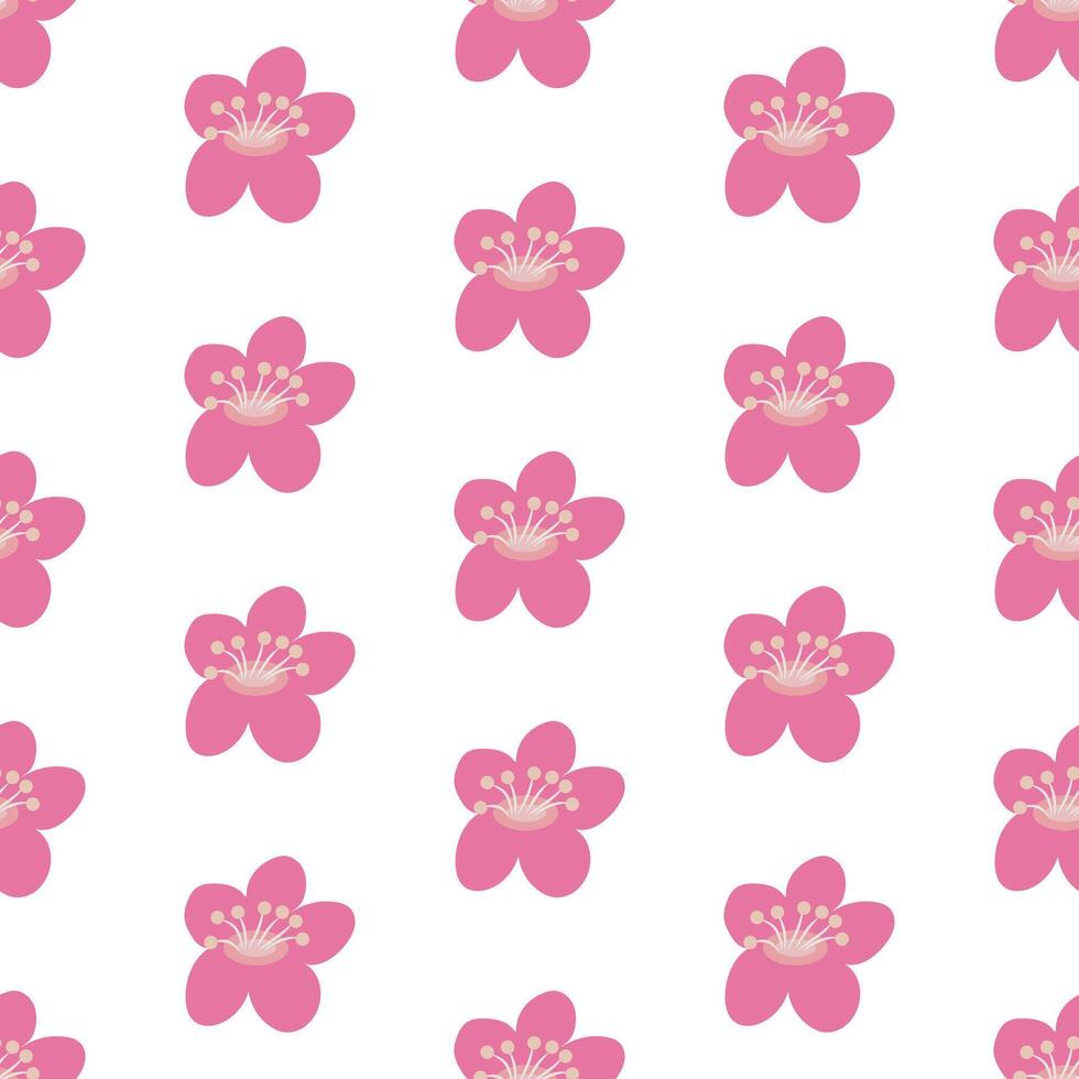 Seamless pattern of simple pink flowers. illustration. vector