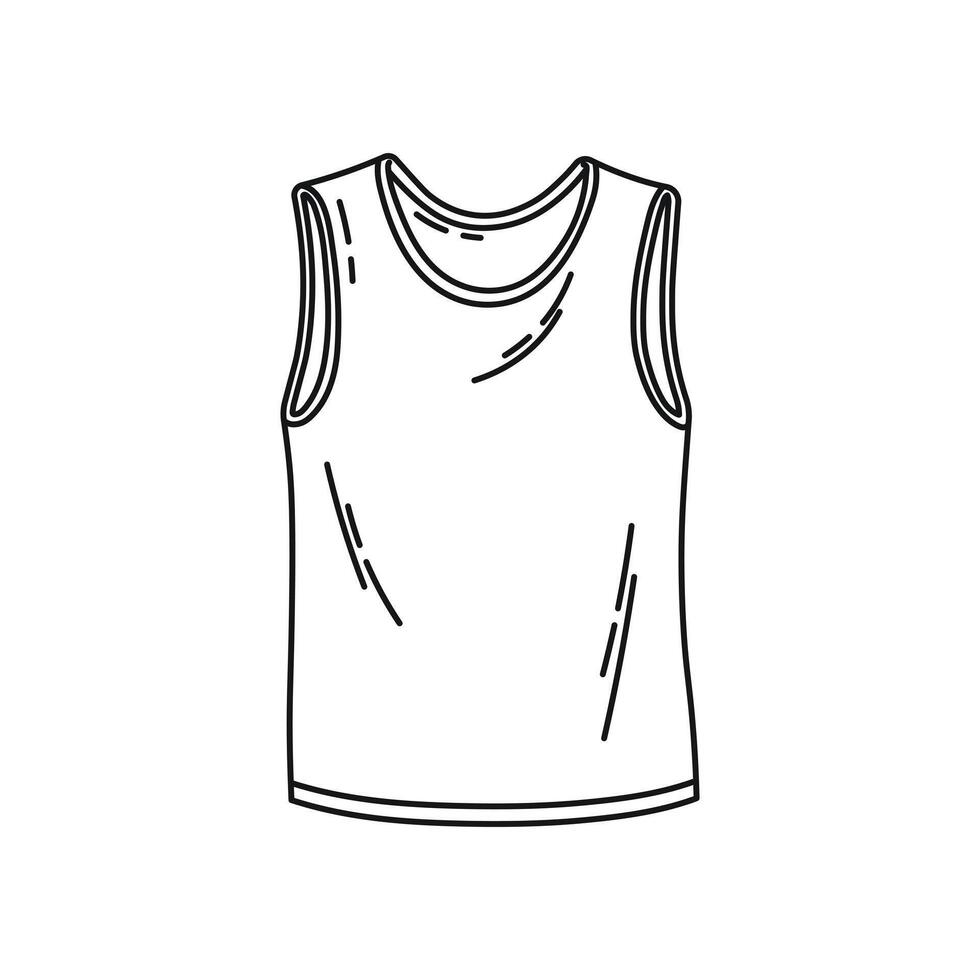 Sleeveless sports jersey, casual wear sketch vector