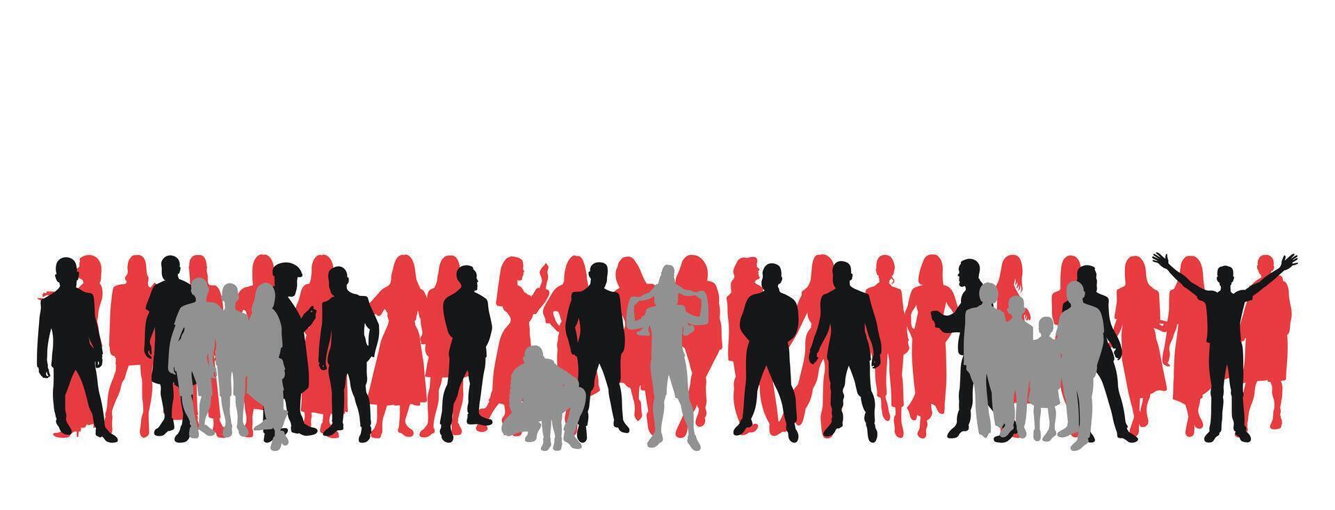 Crowd of people silhouette, fans, big event, concert or sport vector
