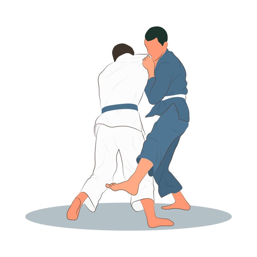 Image of two judokas in throw, sport vector