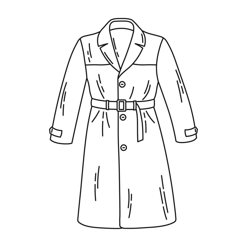 Waterproof raincoat, sketch of mens outerwear vector