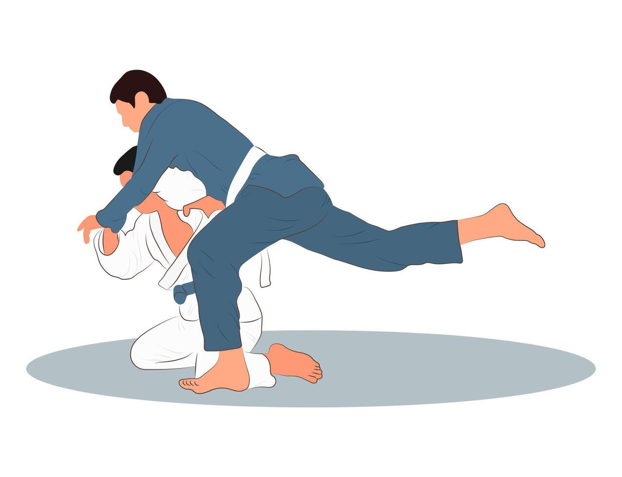 Wrestling, two men in one of the types of wrestling. Male judo. vector