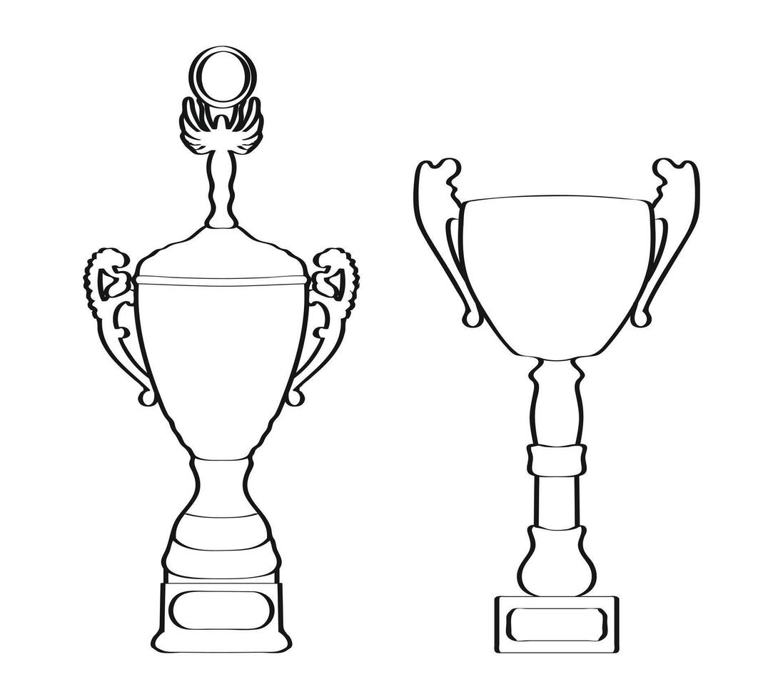 Hand drawn win cup outline isolated on white background vector