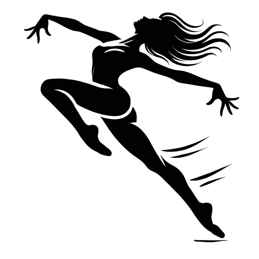 A silhouette of a woman dancing in the air vector