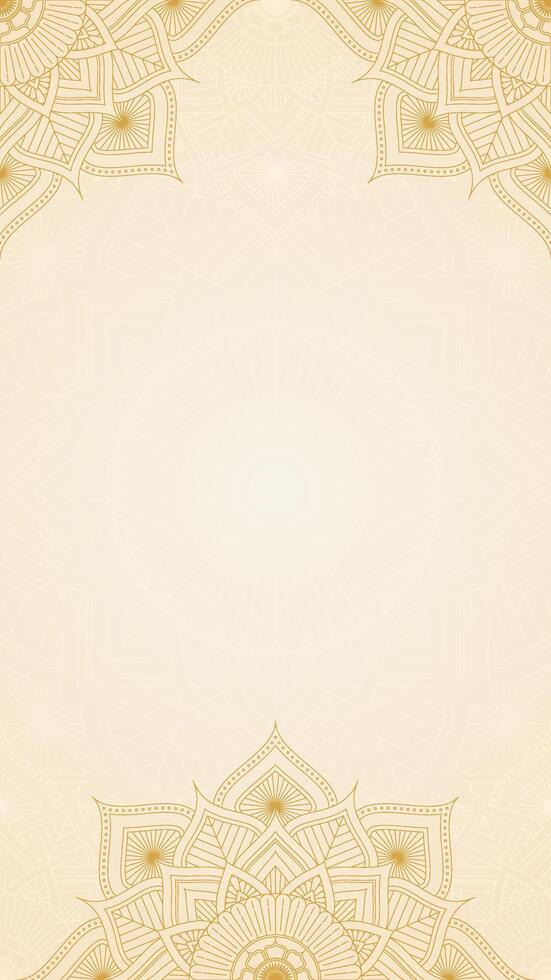 Simple Flourish Line Mandala Artwork On Radiant Soft Yellow Gold Vertical Background vector