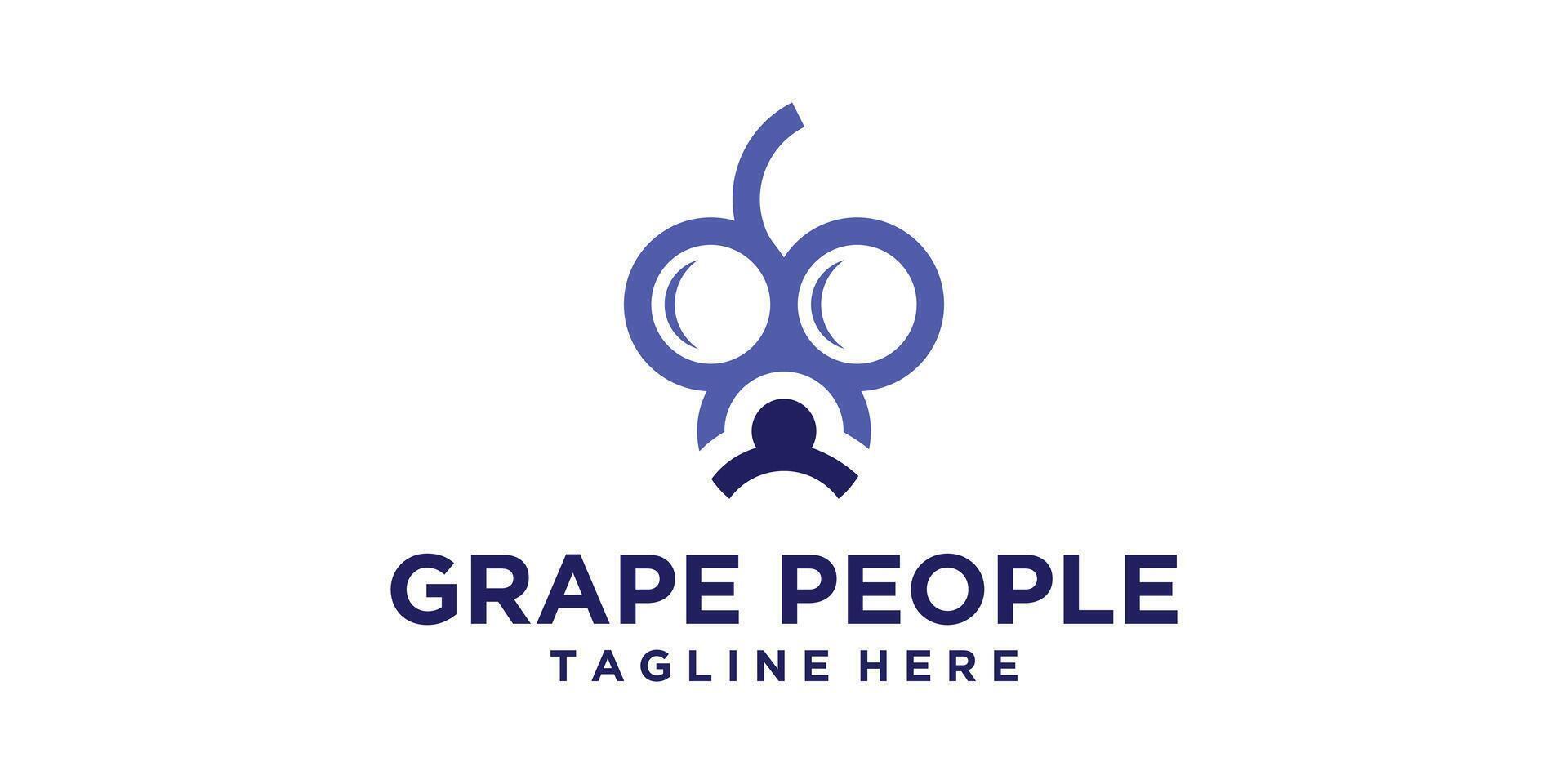 logo design combination of people and grapes, fruit, fresh, community, logo design icon, , symbol, idea, creative. vector