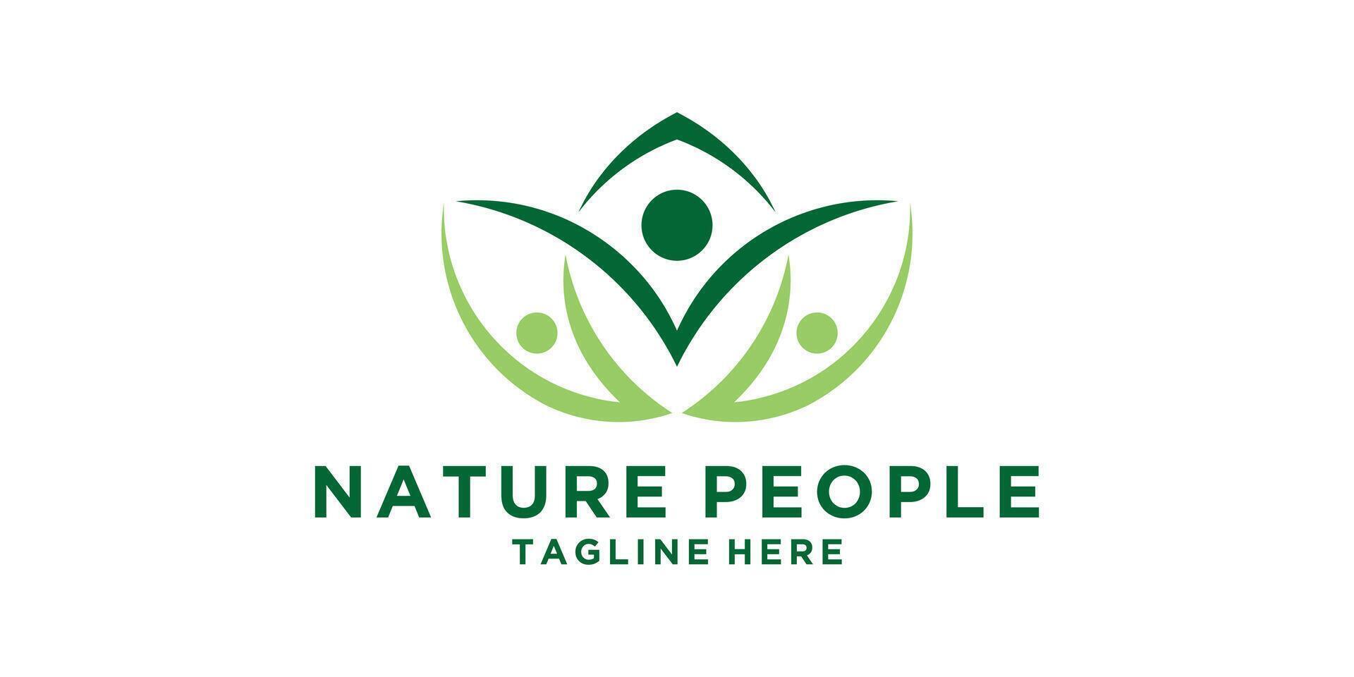 logo design combination of leaves and people,community,team,family,lotus,logo design ,symbol,icon,ice,creative. vector