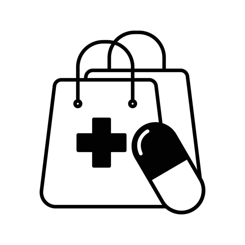 shopping bag with capsule and medical symbol vector