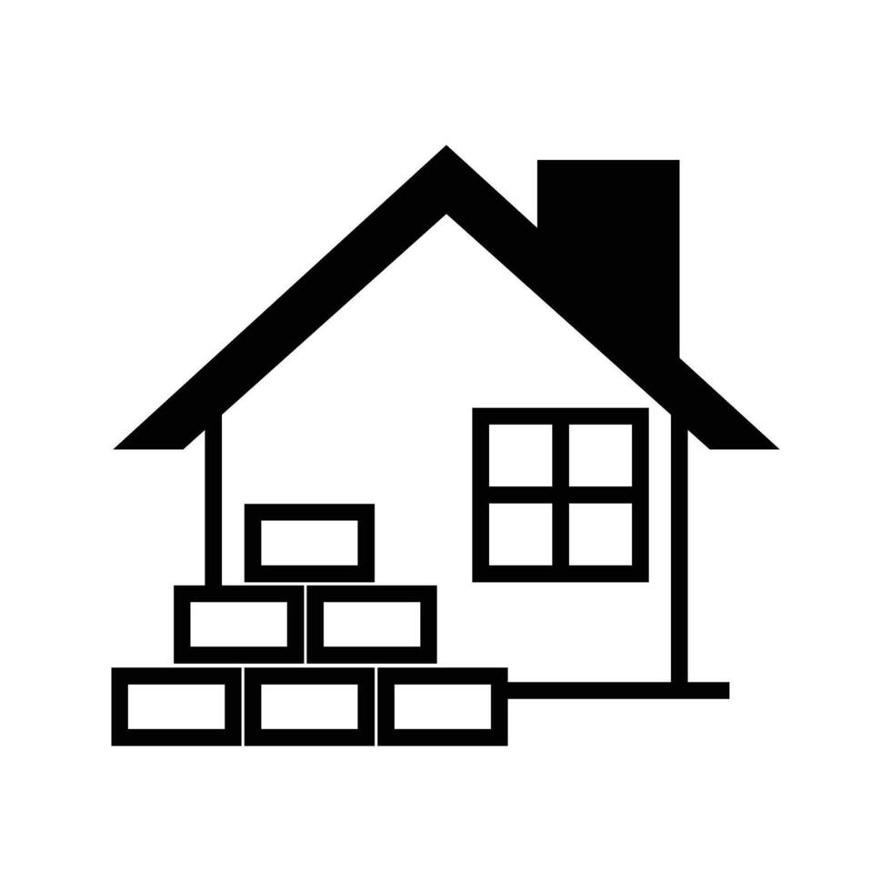 house with stack of brick icon vector