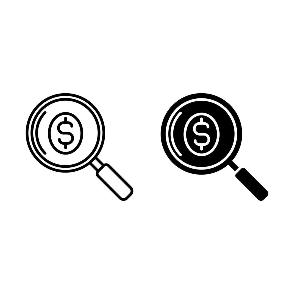 Magnifying glass with dollar symbol icon vector