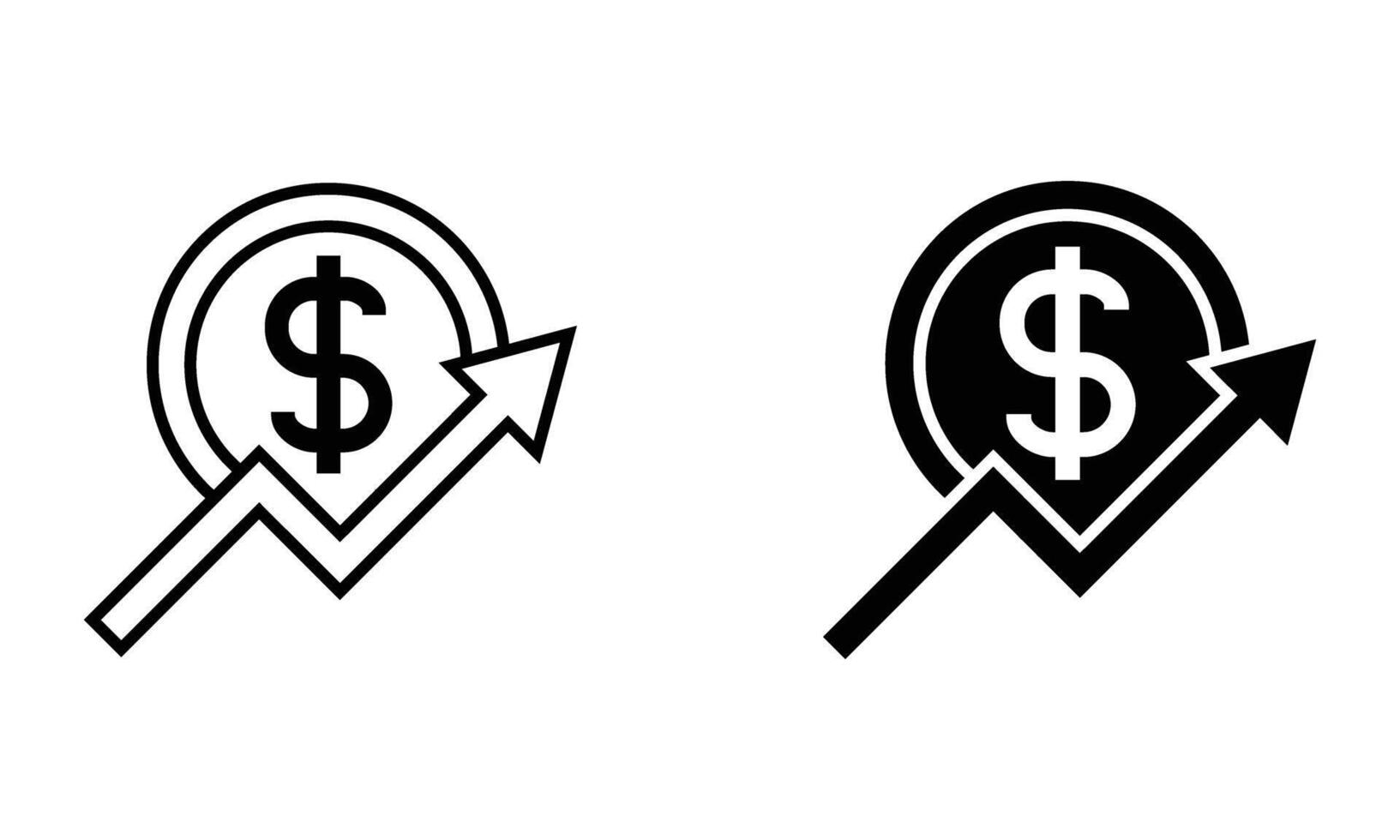 dollar coin money with growth arrow symbol vector