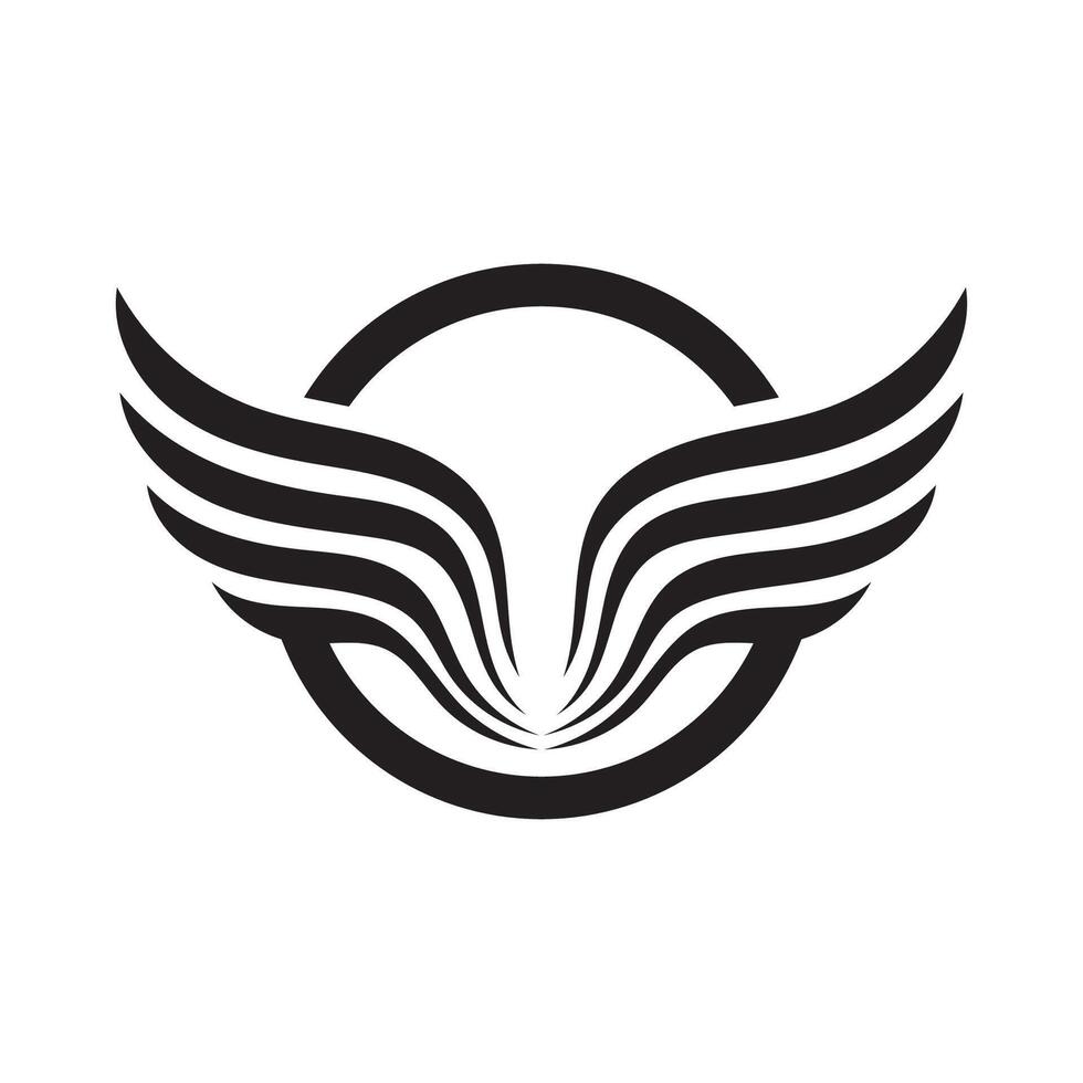 A black and white logo for a company with wings vector