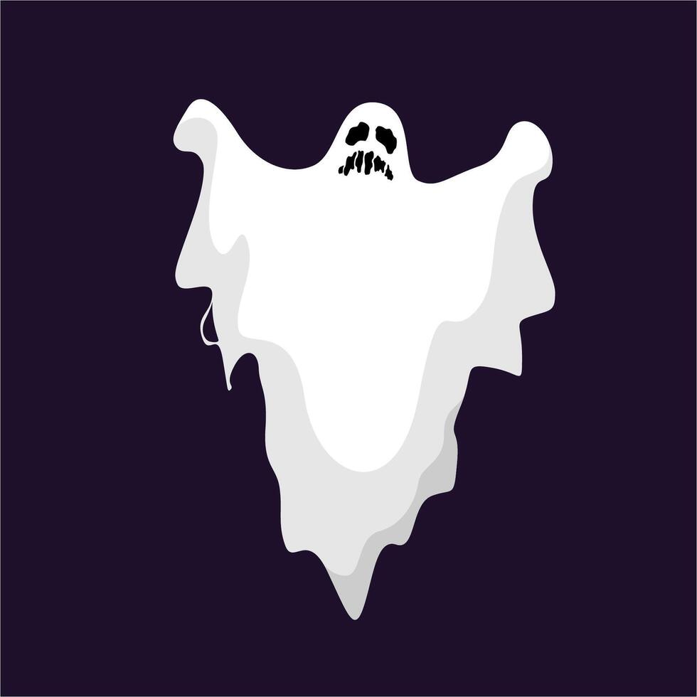 Spooky Floating Ghost Illustration with Eerie Expression. Perfect Art for Halloween Themed Designs, Invitations, Posters, and Digital Projects vector