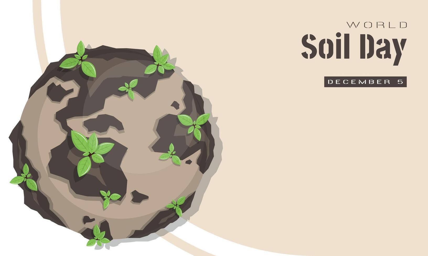 World Soil Day template with leaf shoots grow on the ground on earth vector