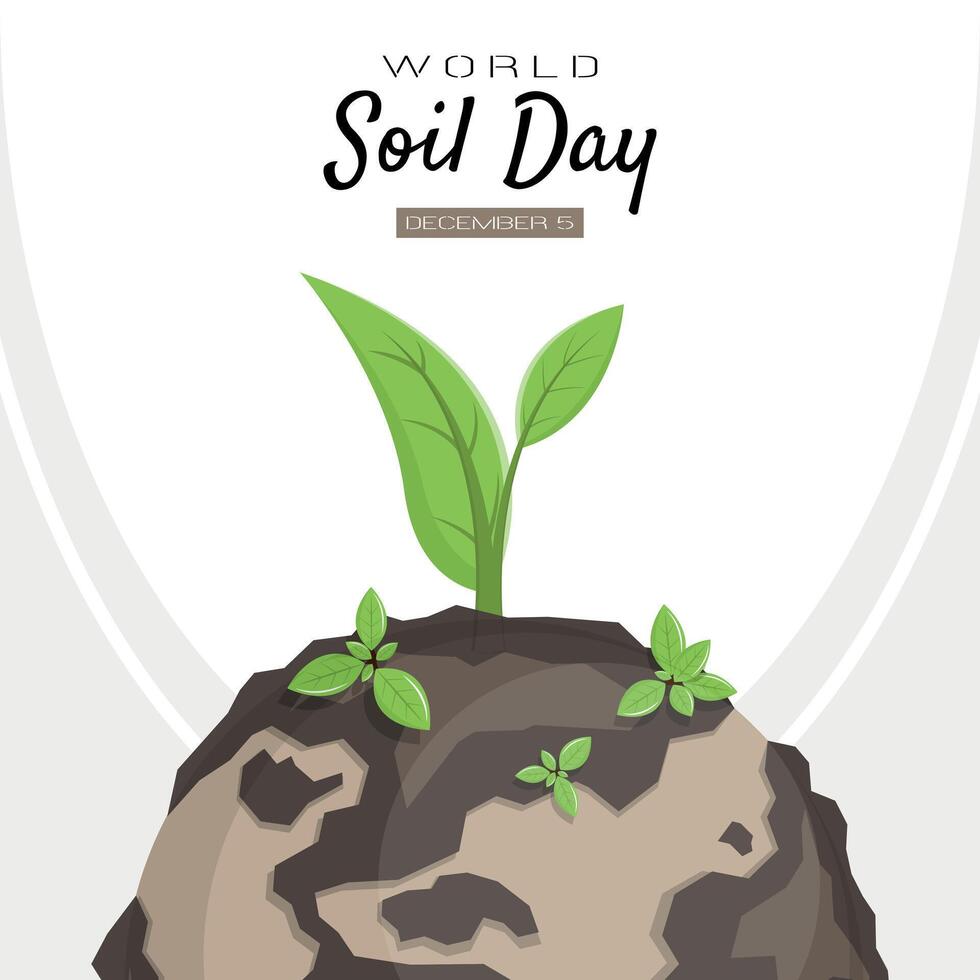 World Soil Day poster with leaf shoots grow on the surface of the earth vector