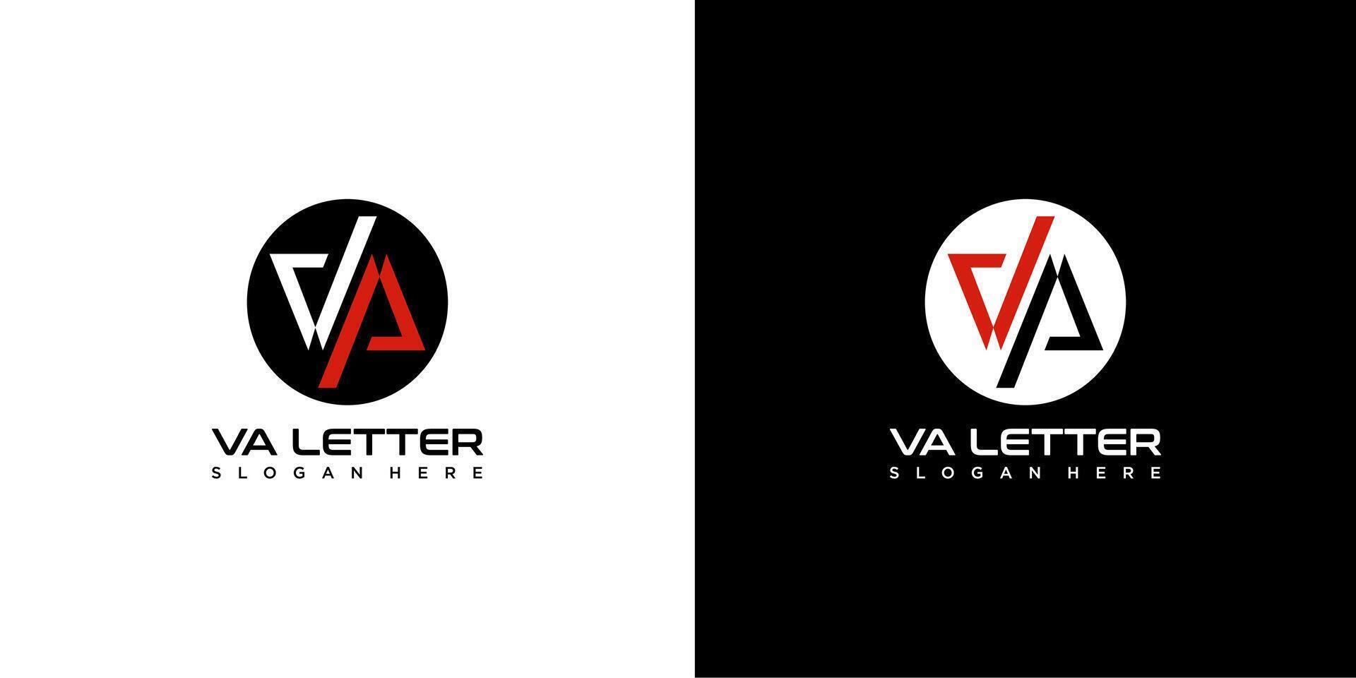 Creative and Minimalist Letter VA Logo Design Icon, Editable in Format in Black and White background vector
