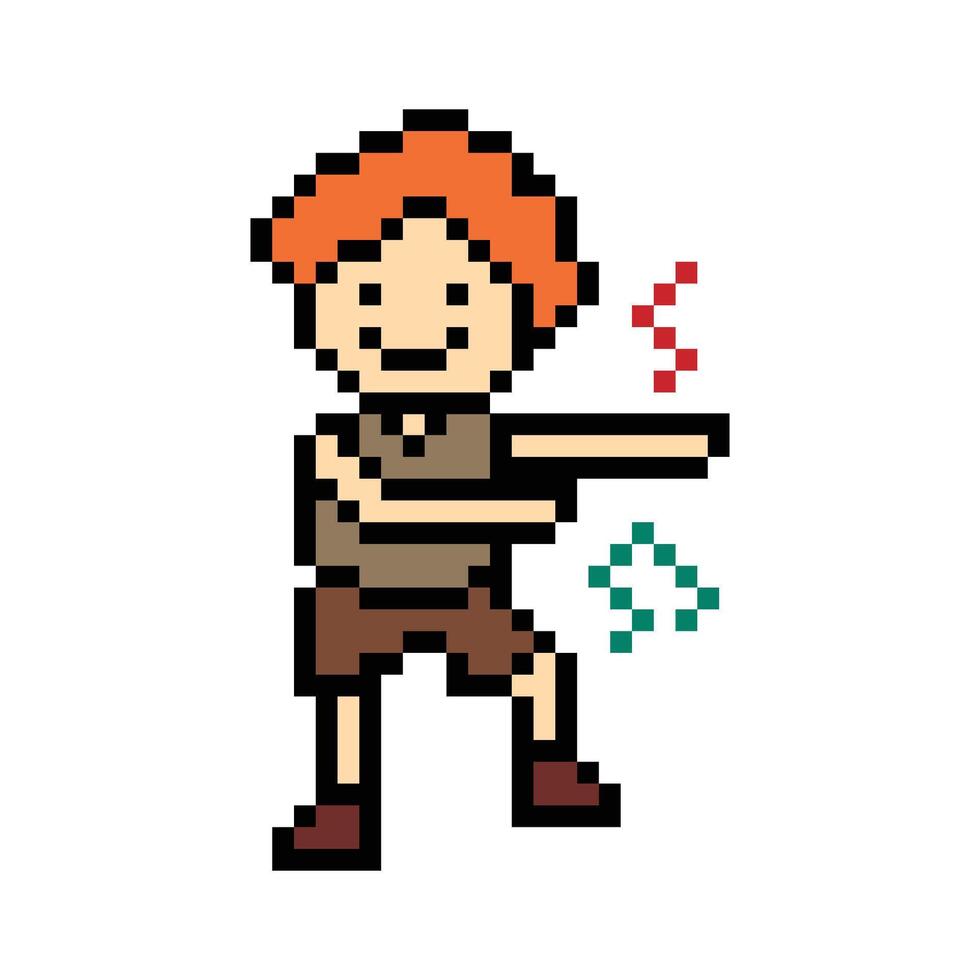 Excerise dance man cartoon pixel art happy life style. vector