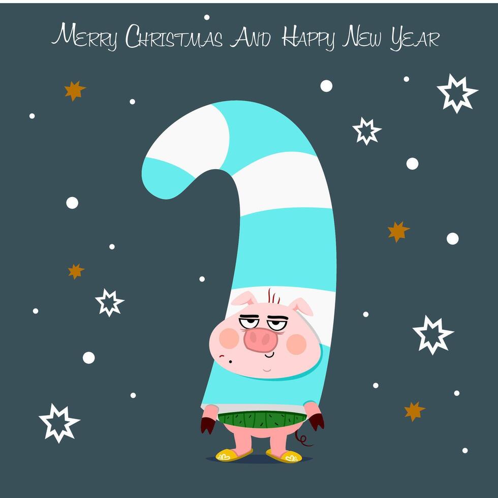 christmas card cartoon cute character and background vector
