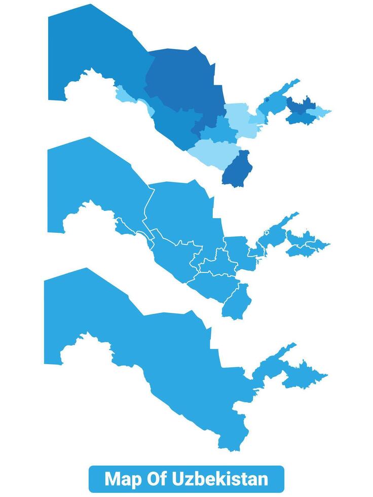Bluescale Uzbekistan map in different style border outline illustration set vector