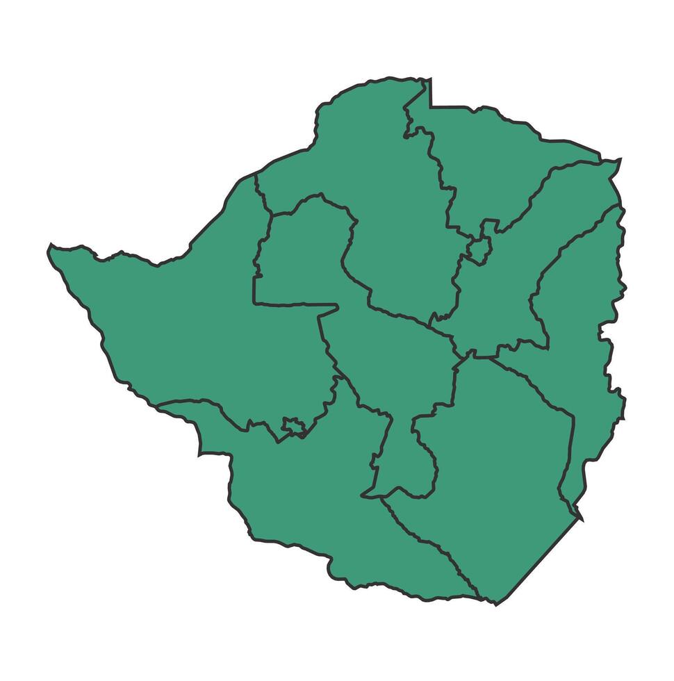 Green Zimbabwe simple map with states border outline illustration vector