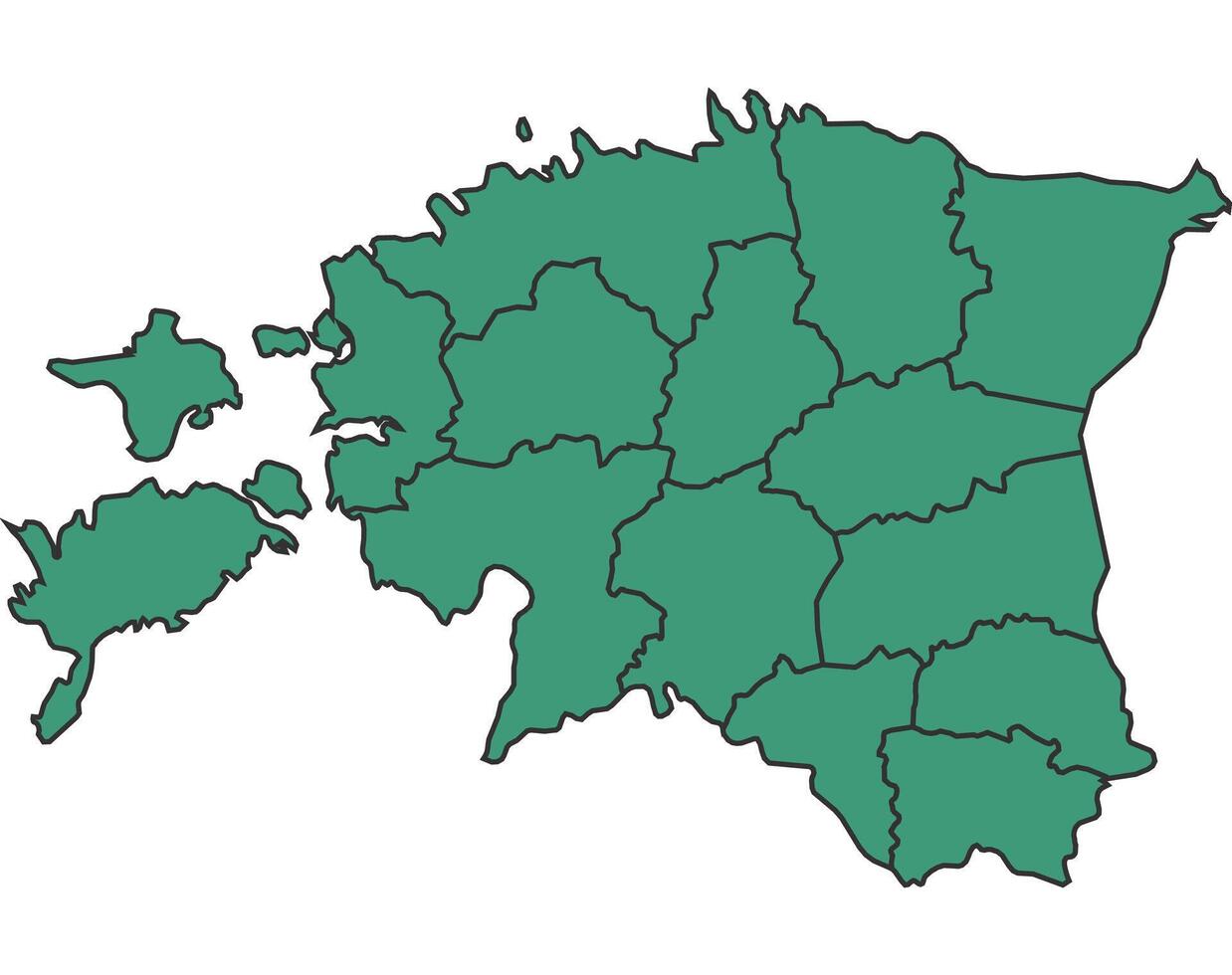 Green Estonia simple map with states border outline illustration vector