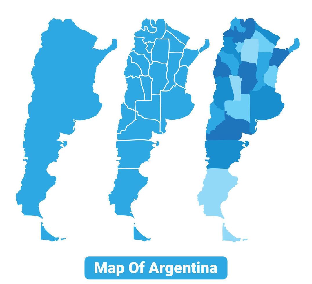 Bluescale Argentina map in different style border outline illustration set vector