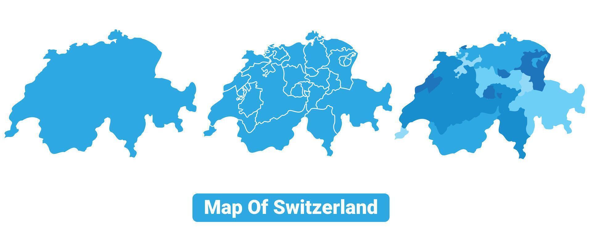 Bluescale Switzerland map in different style border outline illustration set vector