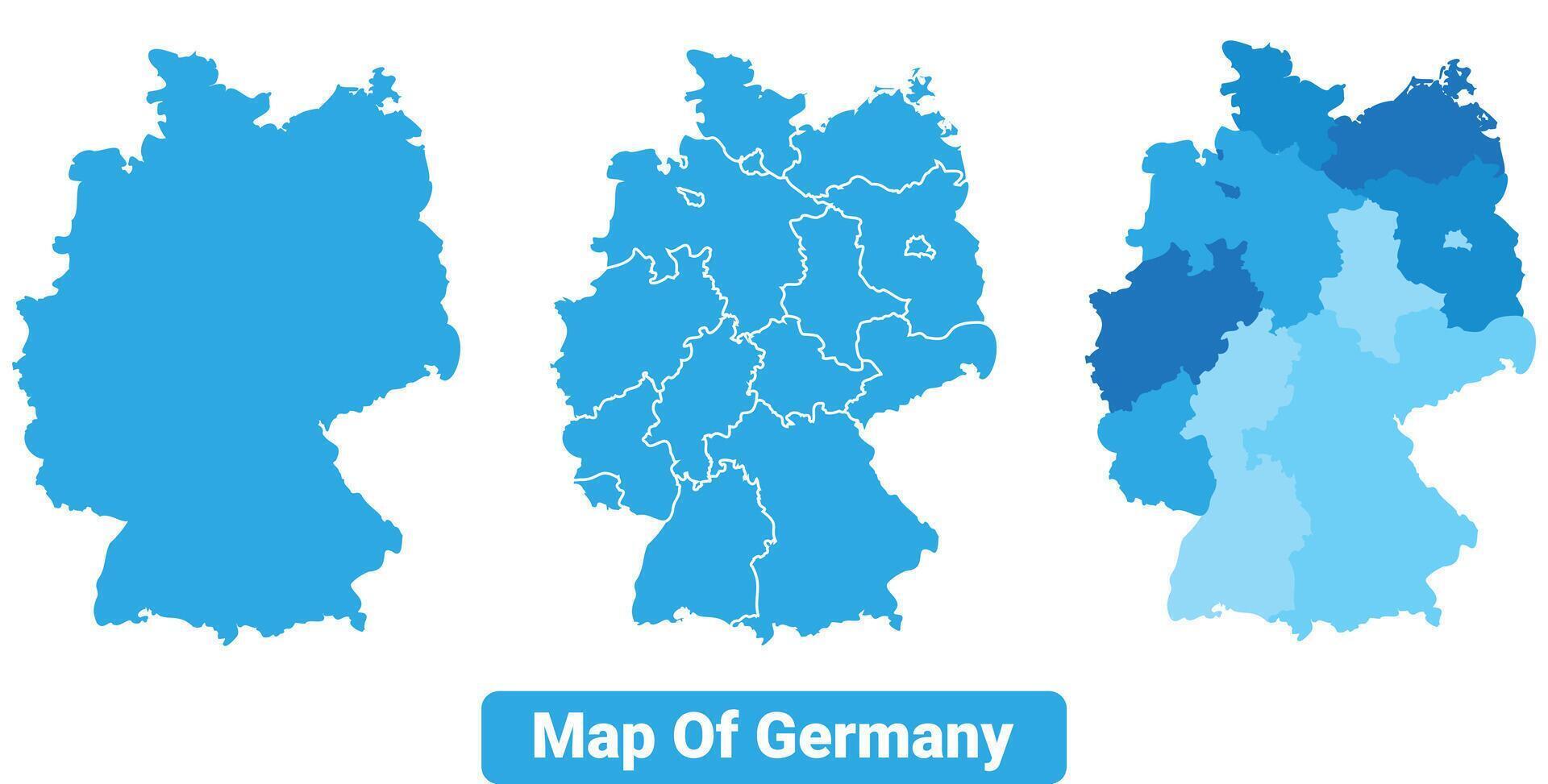 Bluescale Germany map in different style border outline illustration set vector