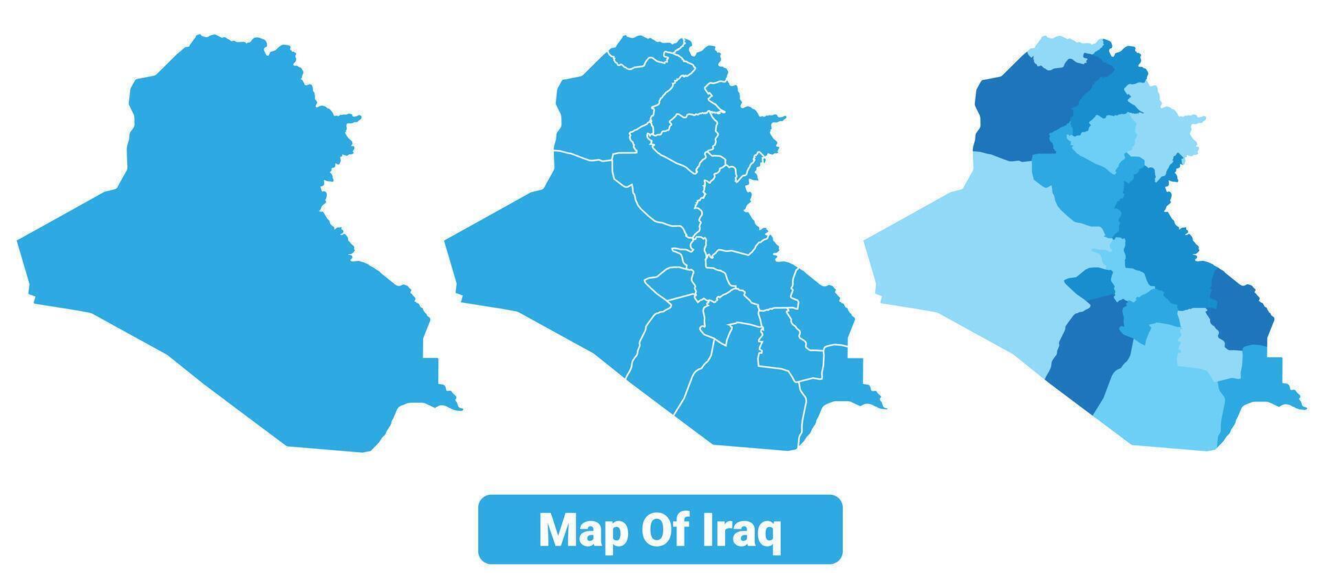 Bluescale Iraq map in different style border outline illustration set vector