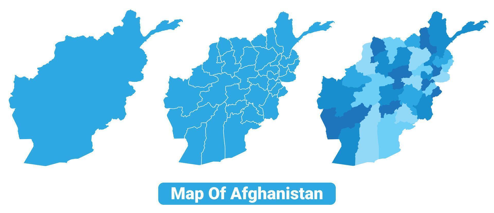 Bluescale Afghanistan map in different style border outline illustration set vector