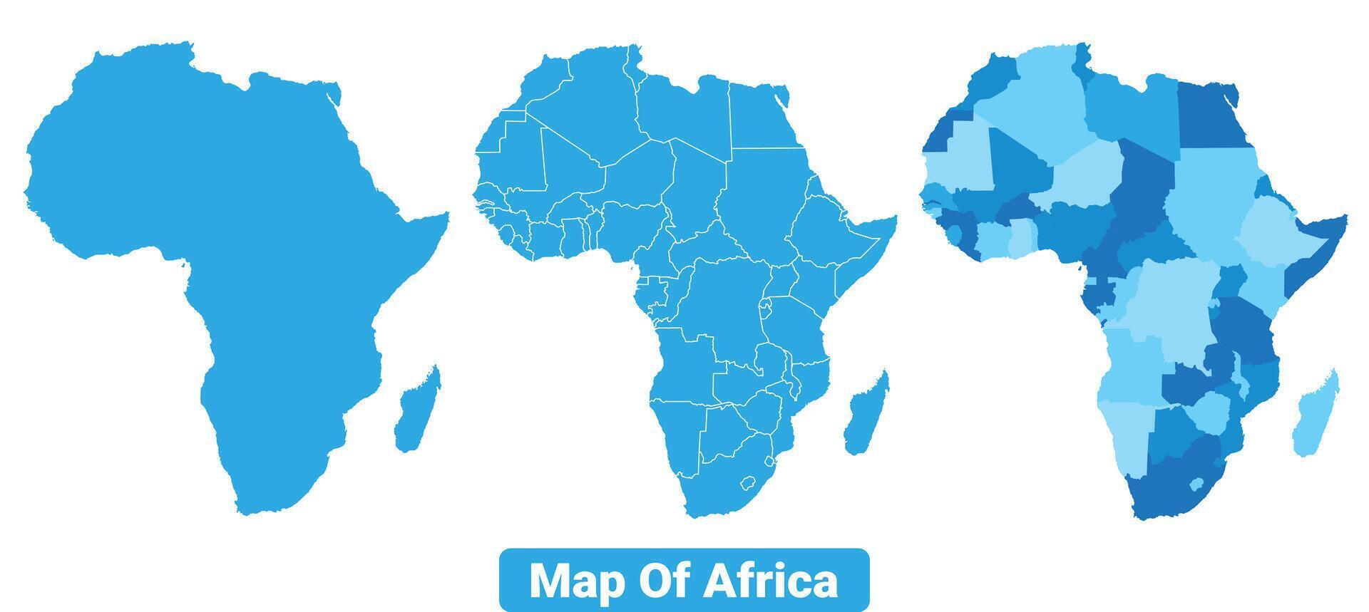 Bluescale Africa map in different style border outline illustration set vector