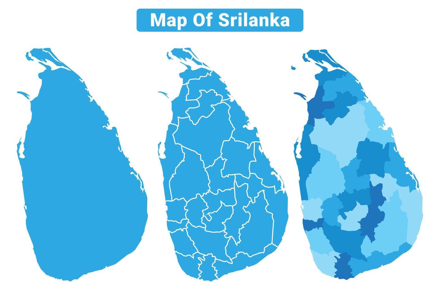 Bluescale Sri Lanka map in different style border outline illustration set vector
