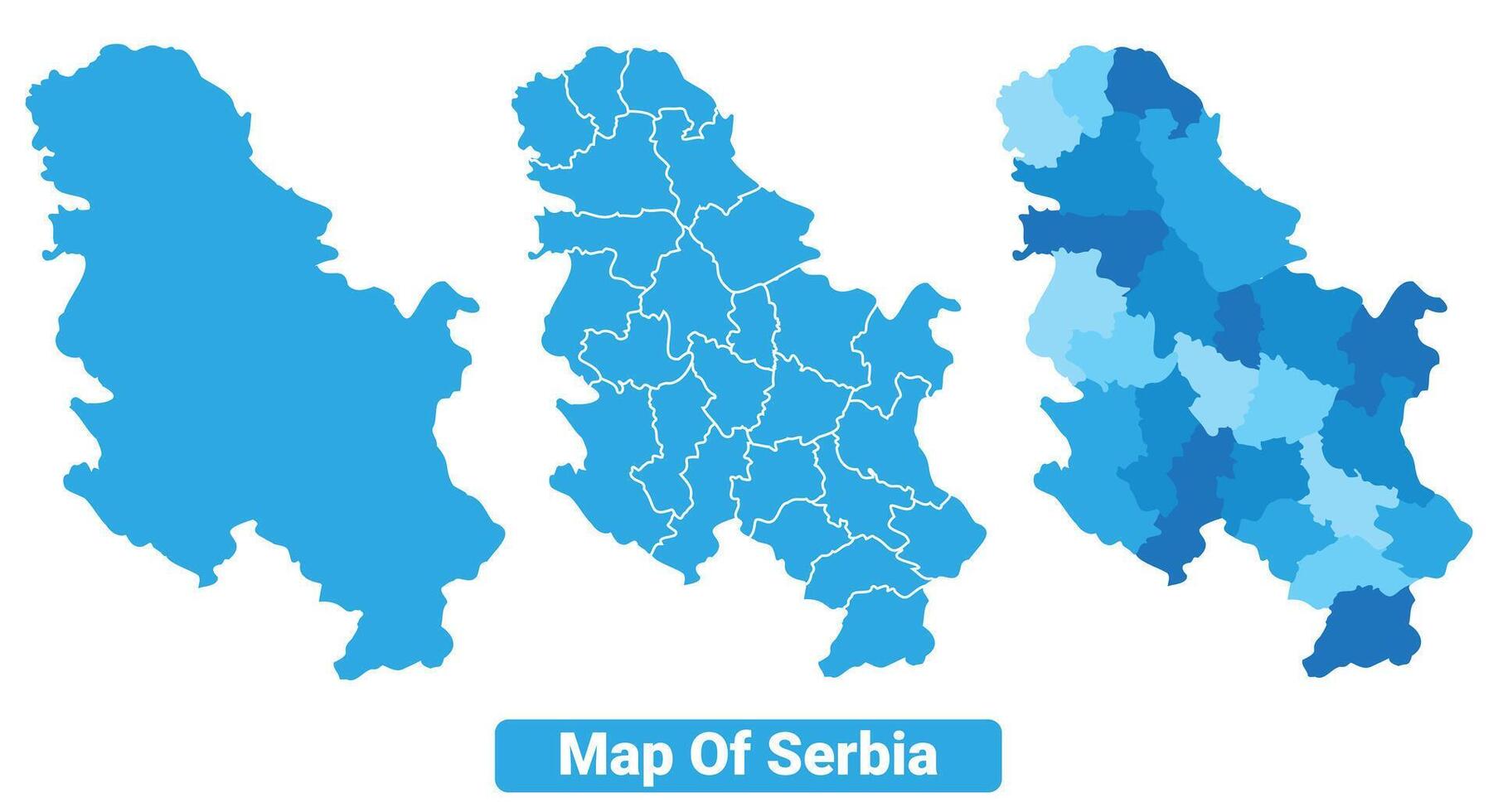 Bluescale Serbia map in different style border outline illustration set vector
