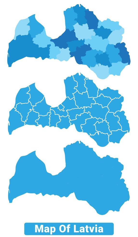 Bluescale Latvia map in different style border outline illustration set vector