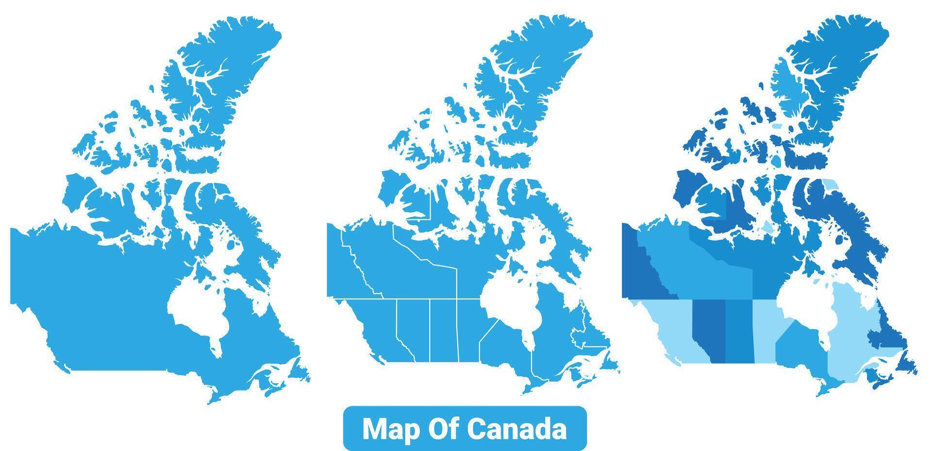 Bluescale Canada map in different style border outline illustration set vector
