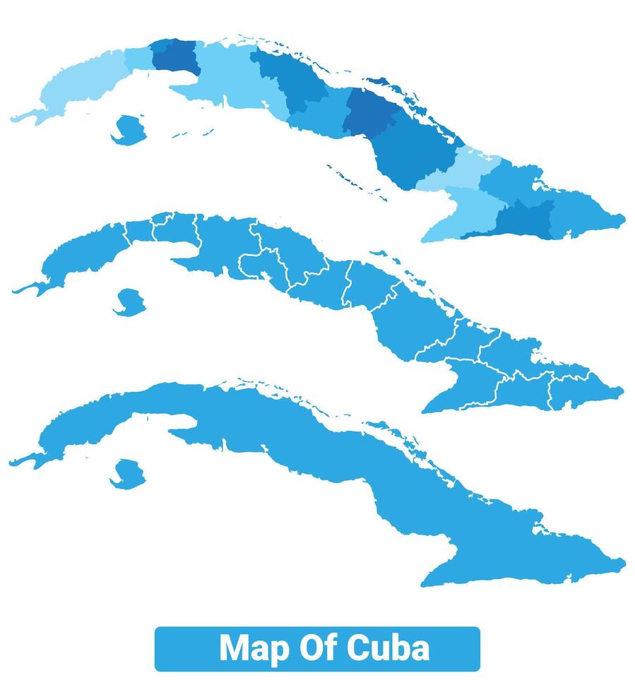 Bluescale Cuba map in different style border outline illustration set vector