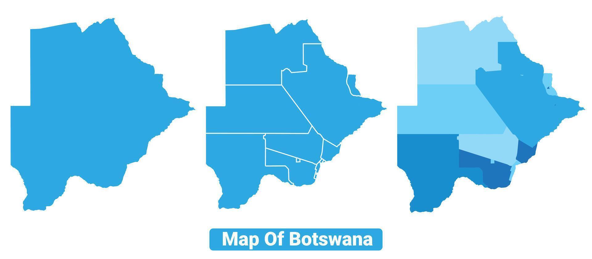 Bluescale Botswana map in different style border outline illustration set vector