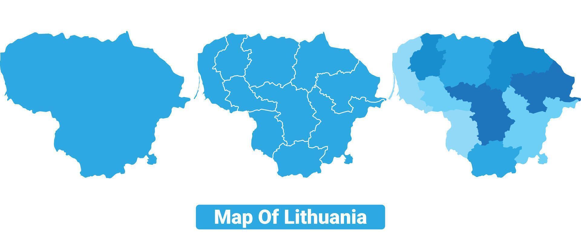 Bluescale Lithuania map in different style border outline illustration set vector