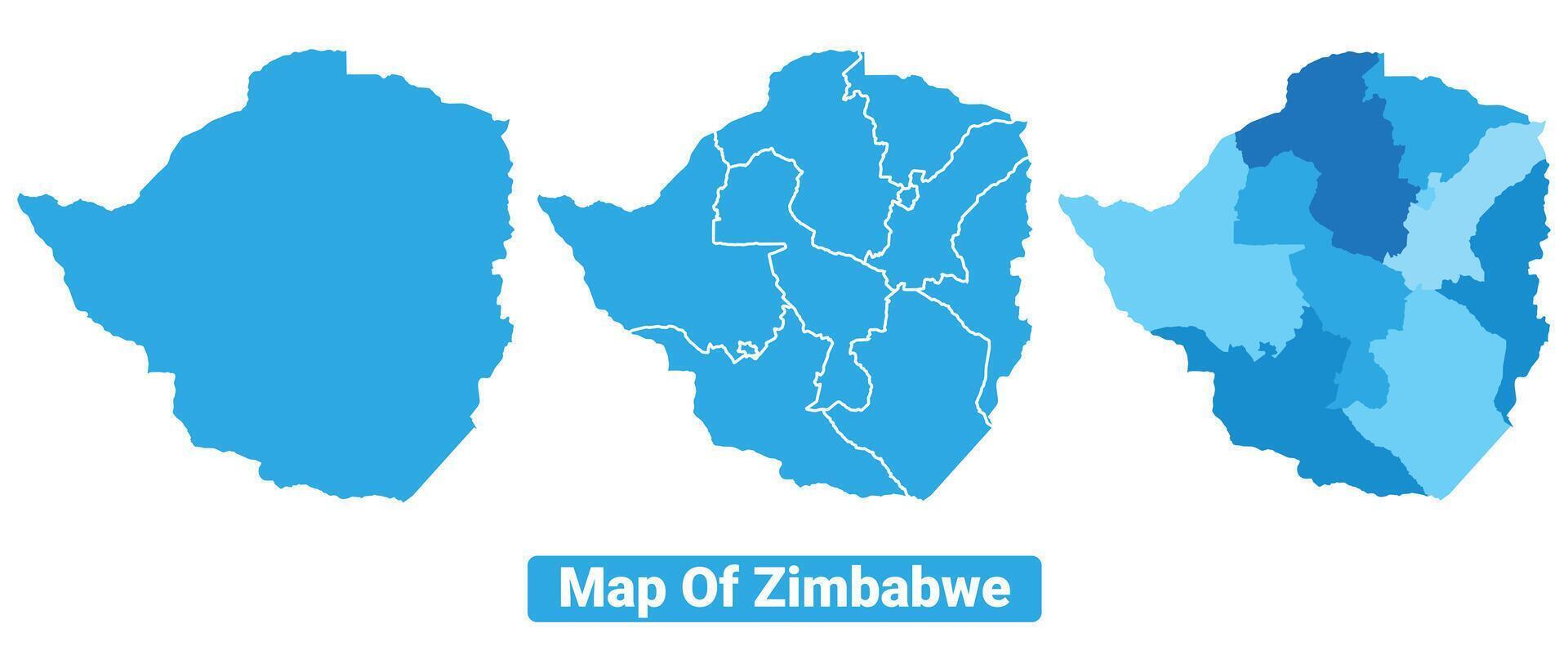 Bluescale Zimbabwe map in different style border outline illustration set vector